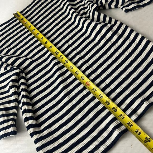 Moshi Moshi Mind Tulip Tee Stripe Shirt Organic Cotton Blue White Women Size S/M - Picture 6 of 11